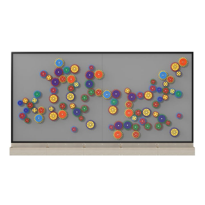 LiteZilla MagWiz Magnet Wall Sensory Gears 10x5 second angle showing expanded gear wall for school and therapy room STEM play