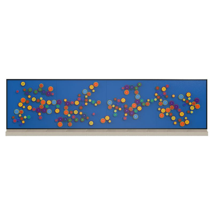 LiteZilla MagWiz Magnet Wall Sensory Gears 20x5 detail view of gear components across the full 20-foot interactive wall