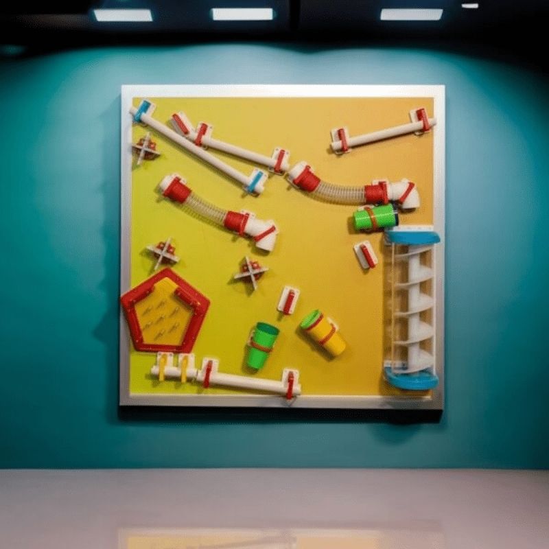 LiteZilla MagWiz Magnet Wall showing Sensory Gears configuration with interlocking magnetic gears for fine motor and STEM learning