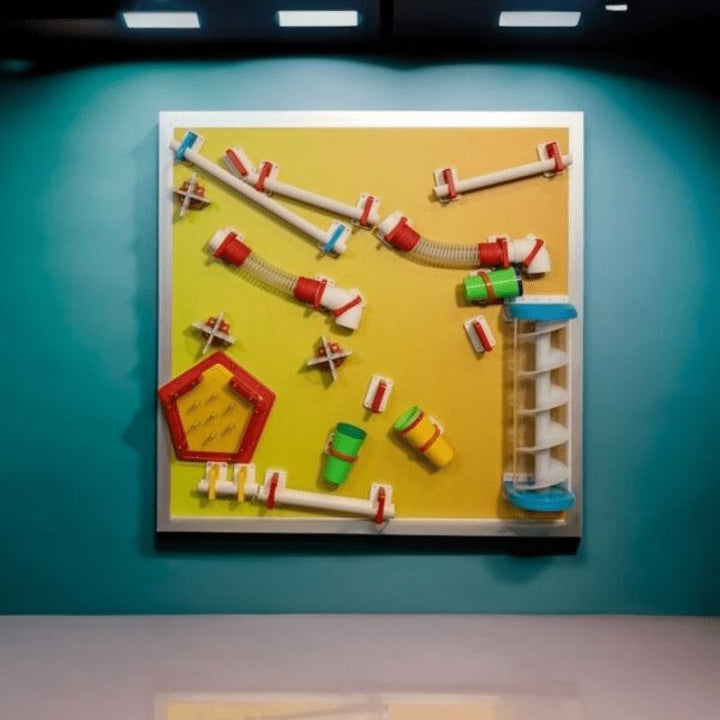 LiteZilla MagWiz Magnet Wall showing Sensory Gears configuration with interlocking magnetic gears for fine motor and STEM learning