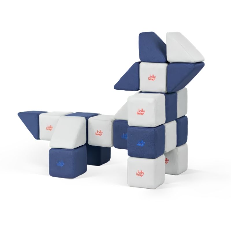 JollyHeap Mini magnetic block set built into a dinosaur shape, demonstrating creative toddler building play