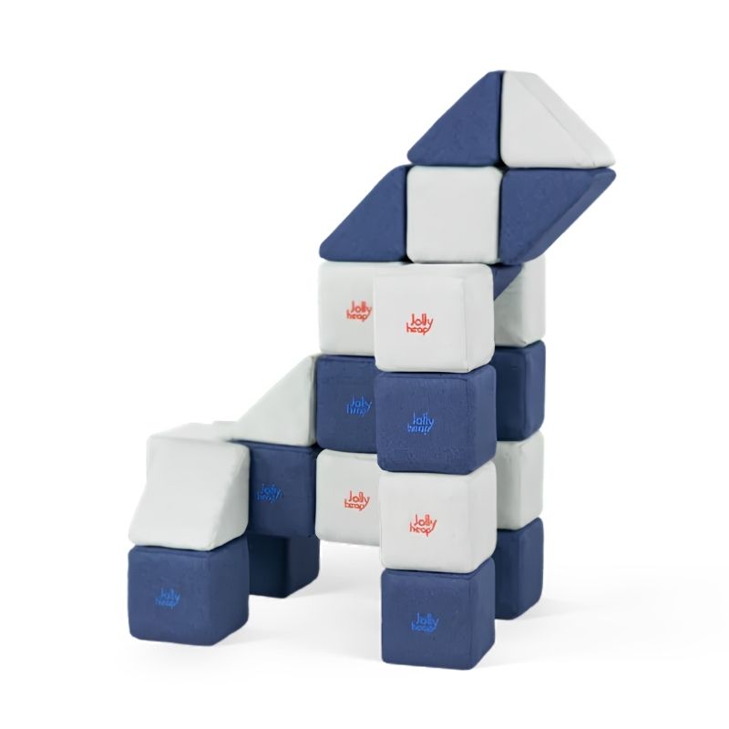 JollyHeap Mini magnetic block set built into a tall tower and figure shape for toddler creative play
