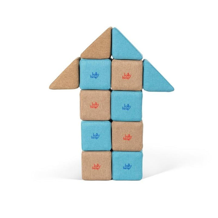 JollyHeap Pixi magnetic building blocks stacked into an upward pointing arrow shaped structure