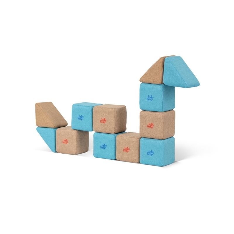 JollyHeap Pixi magnetic building blocks arranged into a sprawling path and tower combination build