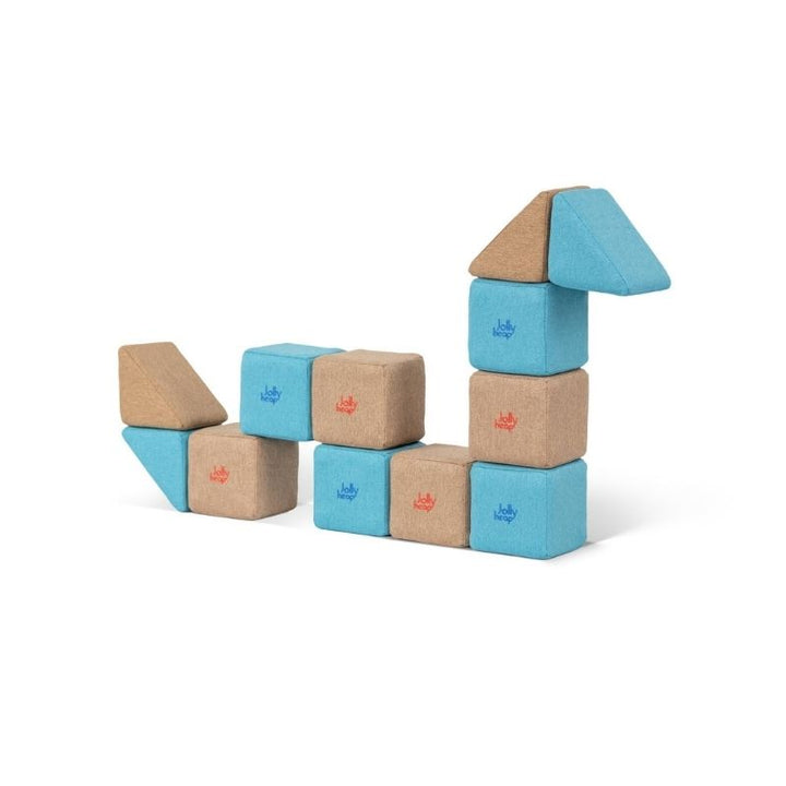 JollyHeap Pixi magnetic building blocks arranged into a sprawling path and tower combination build