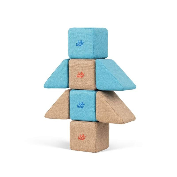JollyHeap Pixi magnetic building blocks stacked into a tree shaped structure with triangle branches