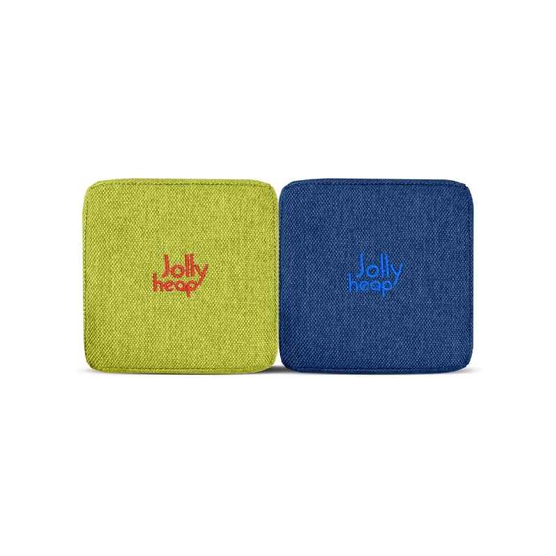 JollyHeap magnetic foam block fabric swatch in lime green and blue for the Party set