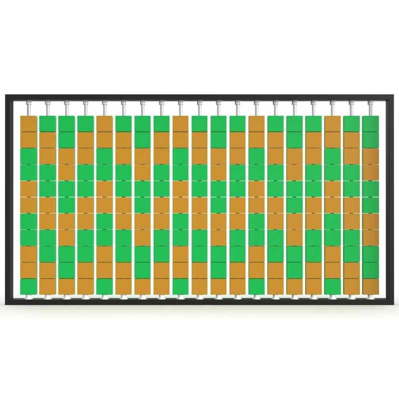 LiteZilla Mosaico Wall wall mounted rotating wall panel with orange and green large squares in a zig zag pattern