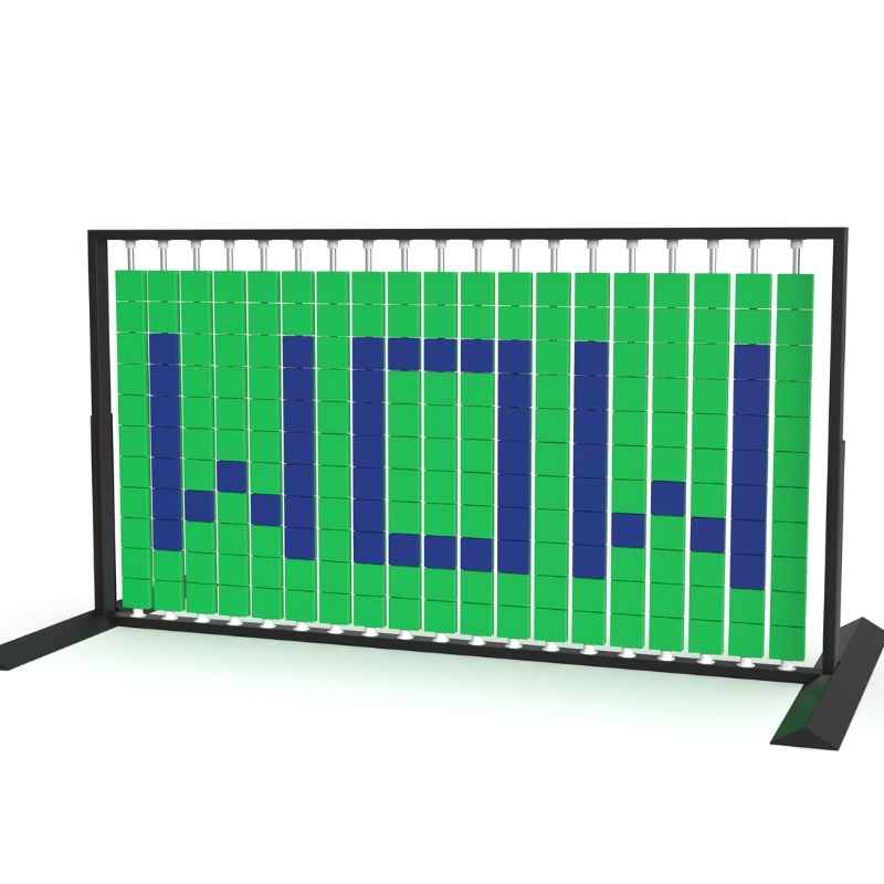 LiteZilla Mosaico Wall freestanding rotating wall panel spelling WOW in sapphire and green large squares