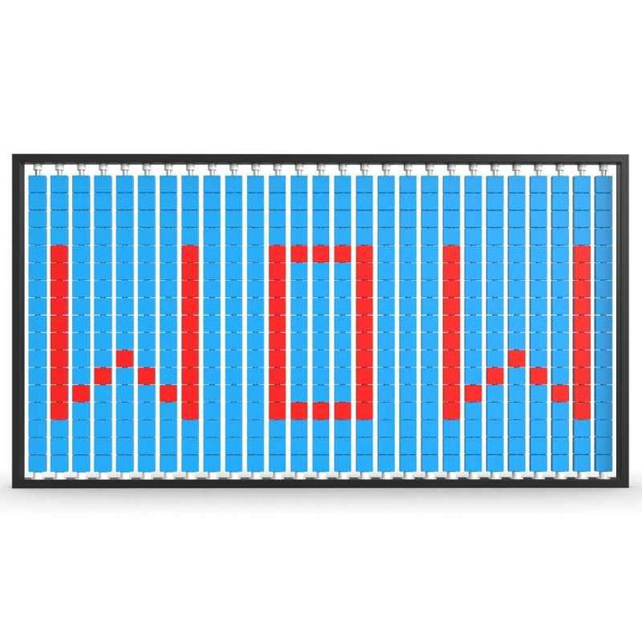 LiteZilla Mosaico Wall wall mounted rotating wall panel spelling WOW in red and light blue small squares