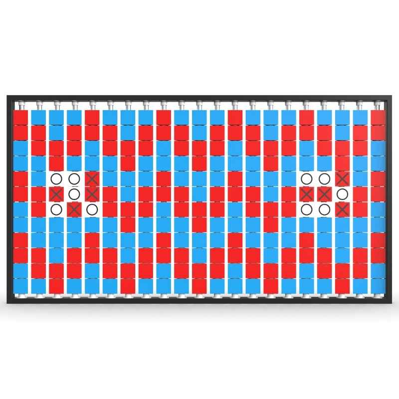 LiteZilla Mosaico Wall wall mounted rotating wall panel with two built in tic tac toe games on light blue, red and white triangles