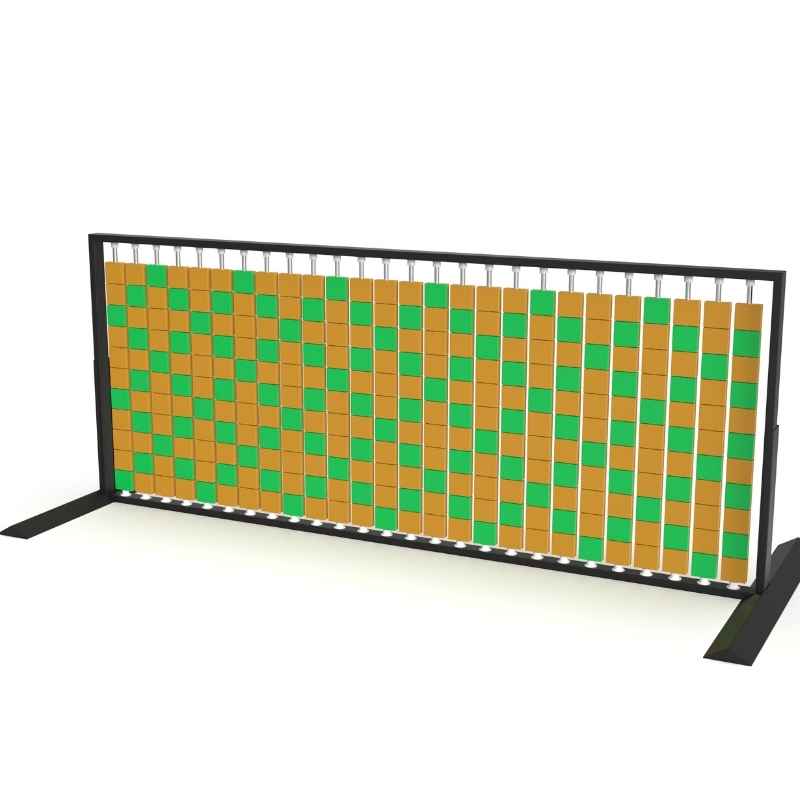 LiteZilla Mosaico Wall wall mounted rotating wall panel with sapphire and orange large squares in a lattice pattern