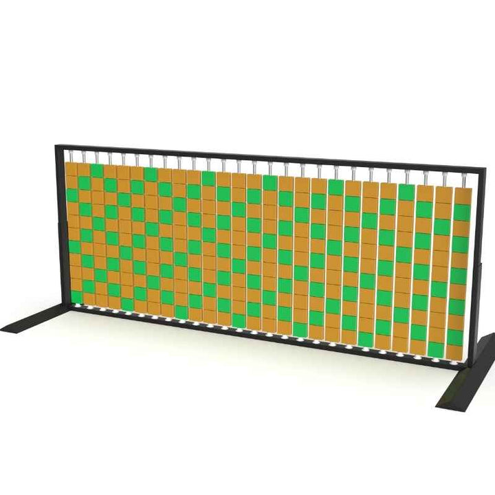 LiteZilla Mosaico Wall wall mounted rotating wall panel with sapphire and orange large squares in a lattice pattern