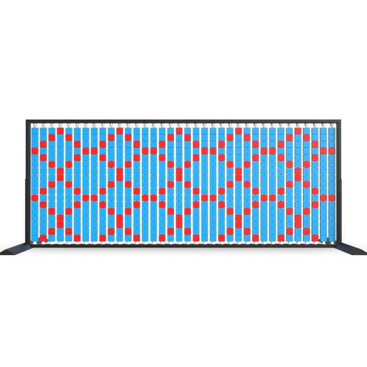 LiteZilla Mosaico Wall wall mounted rotating wall panel with light blue and red small squares in a lattice pattern