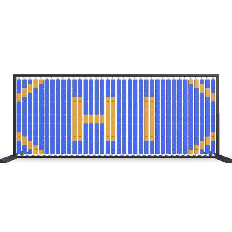 LiteZilla Mosaico Wall wall mounted rotating wall panel spelling HI in orange and blue small squares