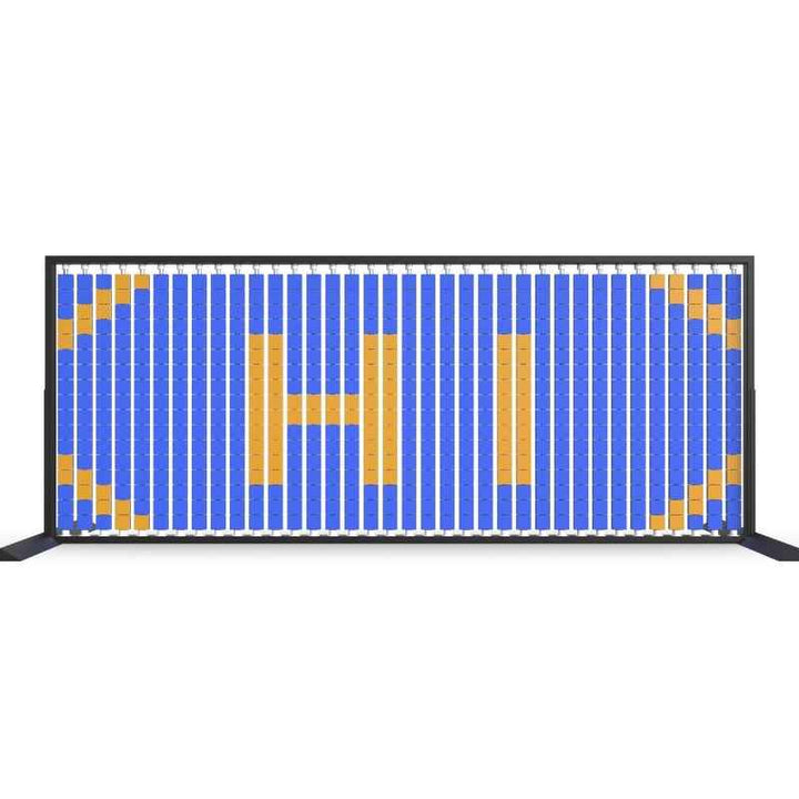 LiteZilla Mosaico Wall wall mounted rotating wall panel spelling HI in orange and blue small squares