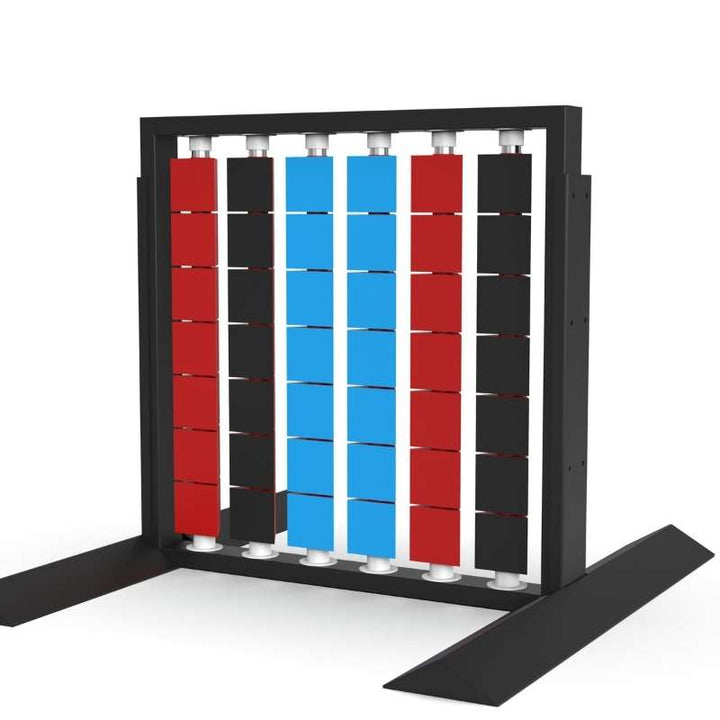 Side view close up of the freestanding leg support on the LiteZilla Mosaico Wall rotating wall panel