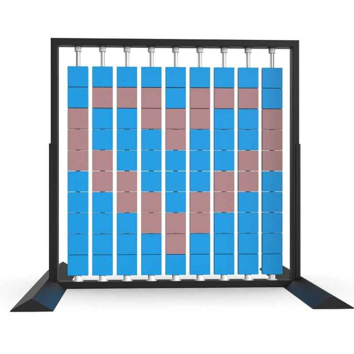 LiteZilla Mosaico Wall freestanding rotating wall panel displaying a heart pattern in pink and light blue small squares