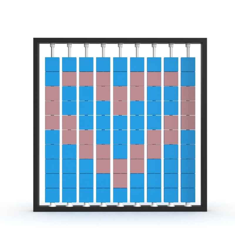 LiteZilla Mosaico Wall wall mounted rotating wall panel displaying a heart pattern in pink and light blue small squares