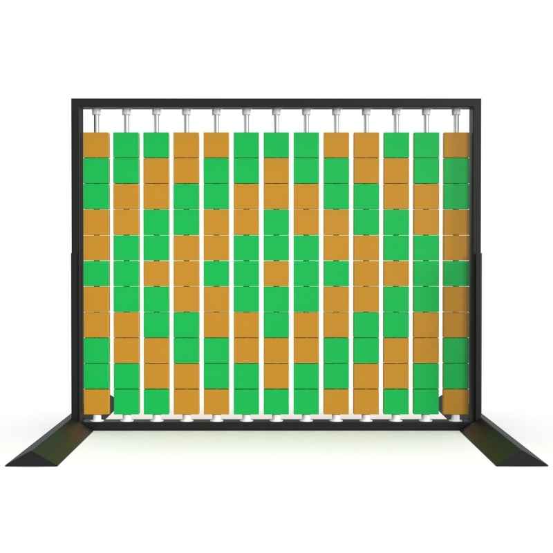 LiteZilla Mosaico Wall freestanding rotating wall panel with green and orange large squares in a diamond pattern