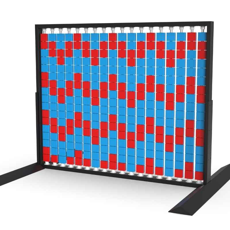LiteZilla Mosaico Wall wall mounted rotating wall panel with light blue and red small squares in a chevron pattern