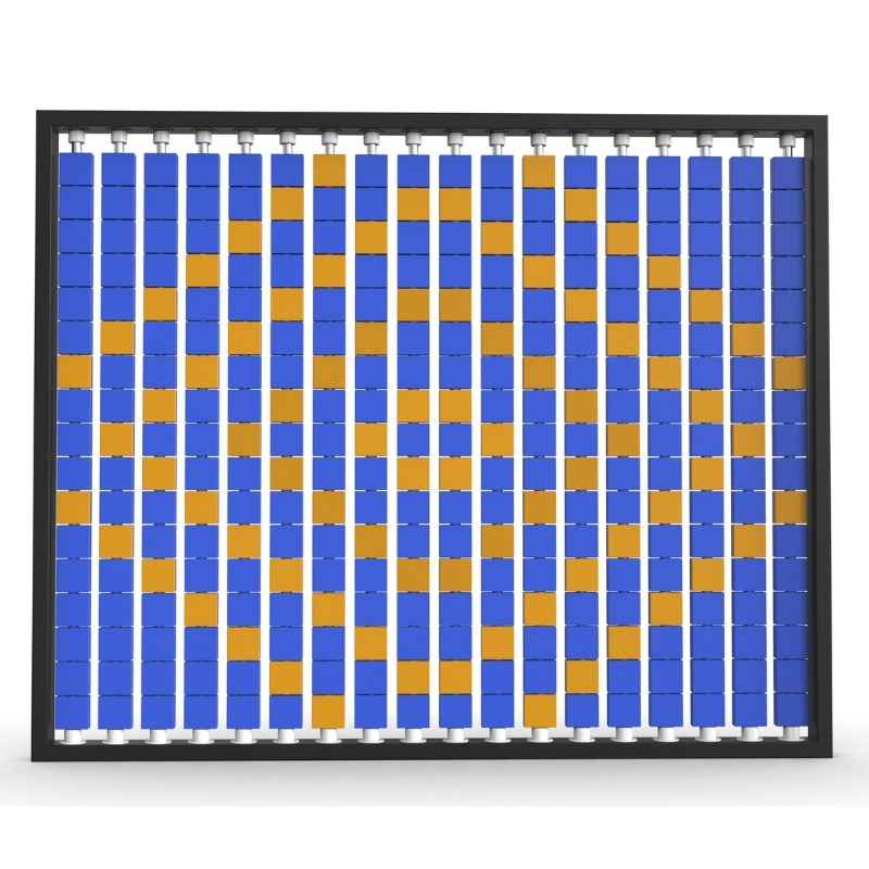LiteZilla Mosaico Wall wall mounted rotating wall panel with orange and blue small squares in a diamond pattern