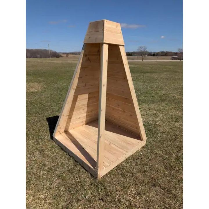 ONP Outdoor Reading Nook front view showing the partially enclosed Western Red Cedar outdoor literacy structure at 76-inch height, a cedar outdoor reading and quiet play space for infants and toddlers in early years settings across Canada and the US