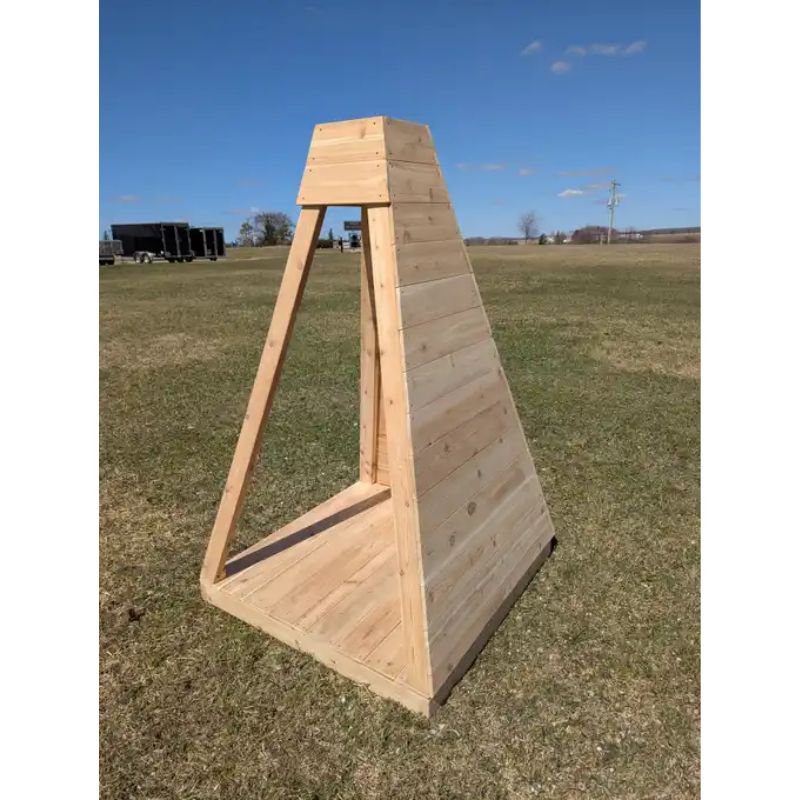 ONP Outdoor Reading Nook side view showing the Western Red Cedar frame construction and partial enclosure of this outdoor literacy structure, purpose-built for infant and toddler outdoor reading, storytelling and quiet play in childcare and early years programmes