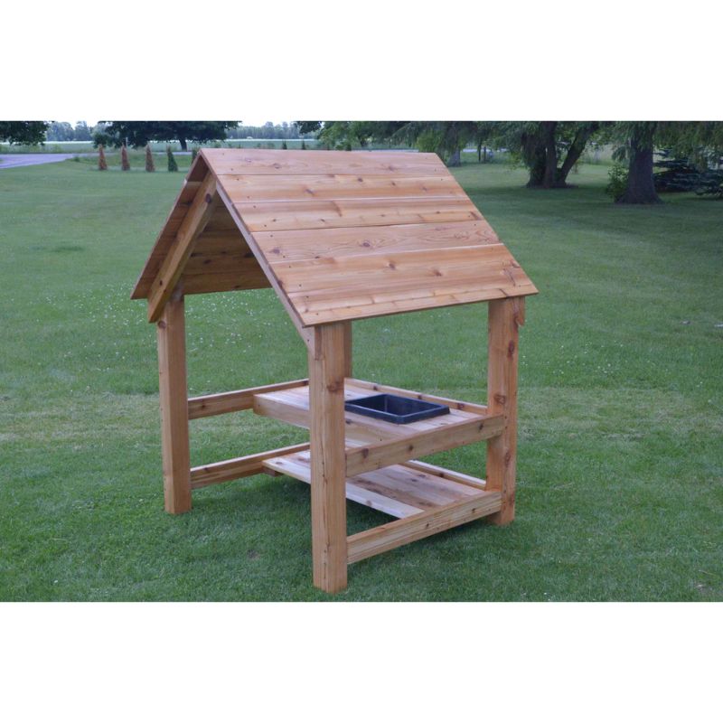 ONP Toddler Mud Kitchen side view showing the solid Western Red Cedar construction and enclosed structure designed for all-weather outdoor sensory play