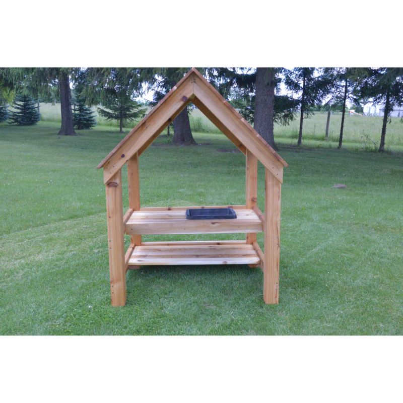 ONP Toddler Mud Kitchen clean portrait view showing the open front workspace and pitched roof design, ideal for toddler and preschool outdoor sensory play