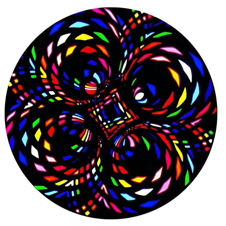 OPTIKinetics 50mm Cassette Effect Wheel No. 4 displaying its multi-colour screen-printed glass cassette design for Solar LED sensory projectors