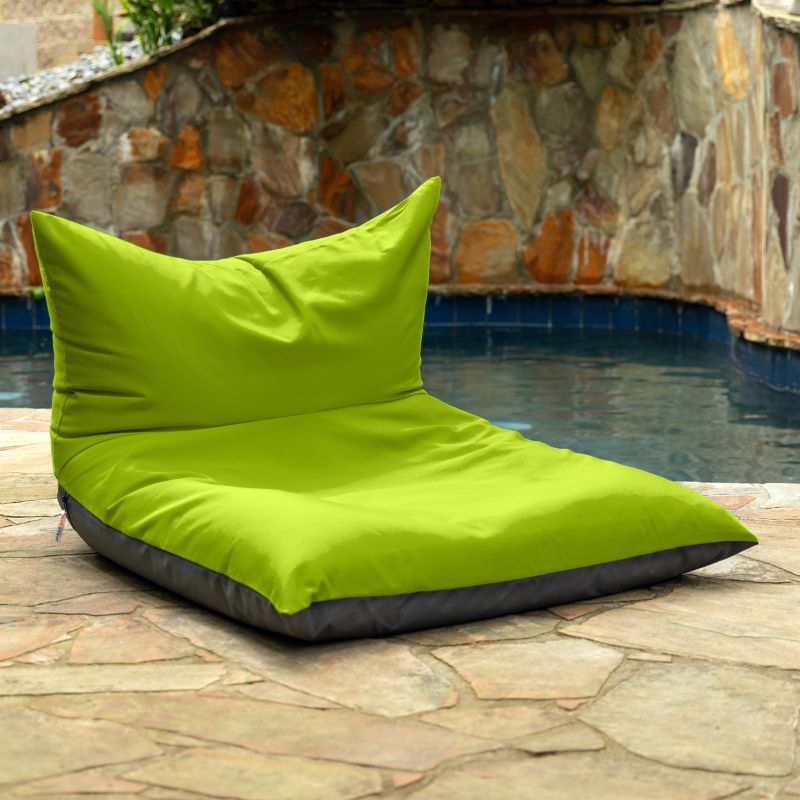 Jaxx Finster outdoor bean bag chair in Lime Sunbrella fabric, poolside