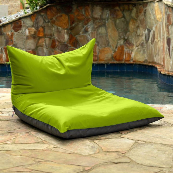 Jaxx Finster outdoor bean bag chair in Lime Sunbrella fabric, poolside