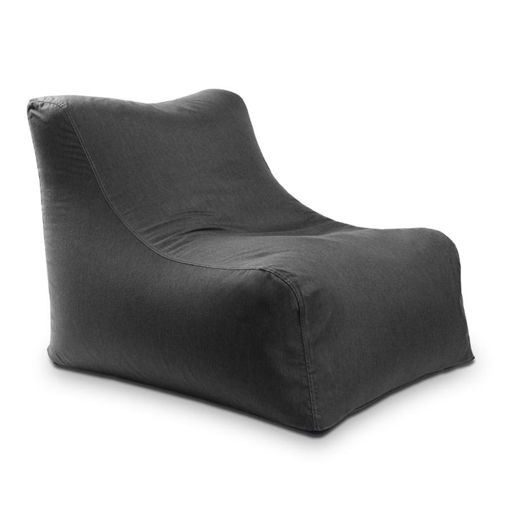 Jaxx Ponce Outdoor Bean Bag Chair in Charcoal, a dark grey weather-resistant bean bag for patio and boat lounging