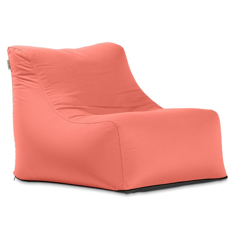 Jaxx Ponce Outdoor Bean Bag Chair in Flamingo, a coral-pink poolside bean bag with a removable, washable cover