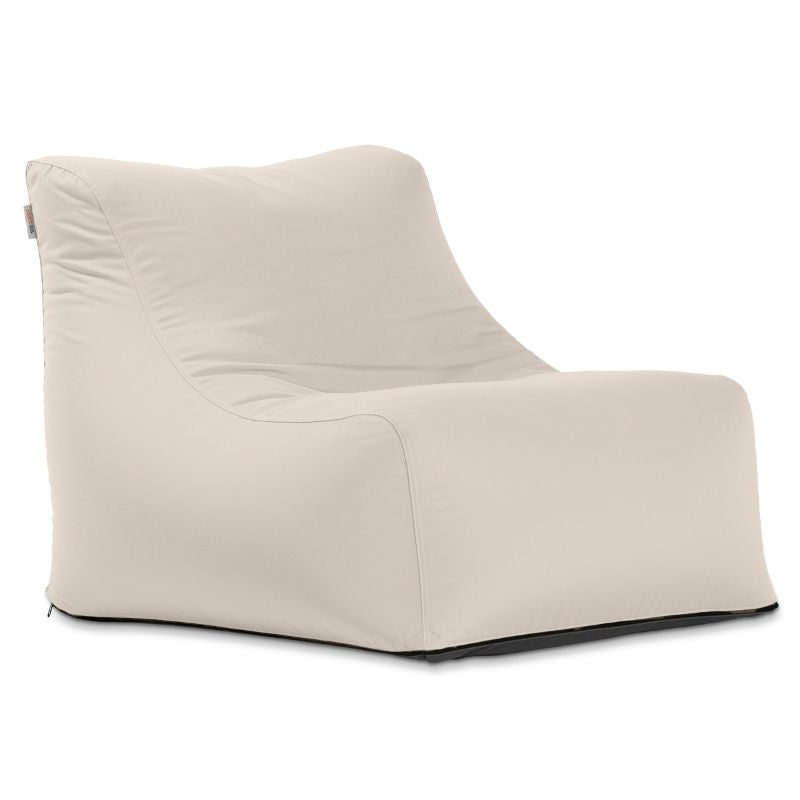 Jaxx Ponce Outdoor Bean Bag Chair in Pearl, a soft off-white weather-resistant patio seat with body-contouring fill