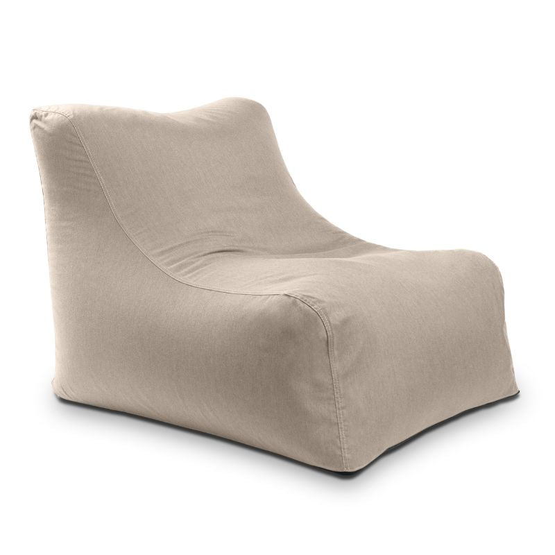 Jaxx Ponce Outdoor Bean Bag Chair in Sunbrella Flax, a warm neutral Sunbrella bean bag chair for patio seating