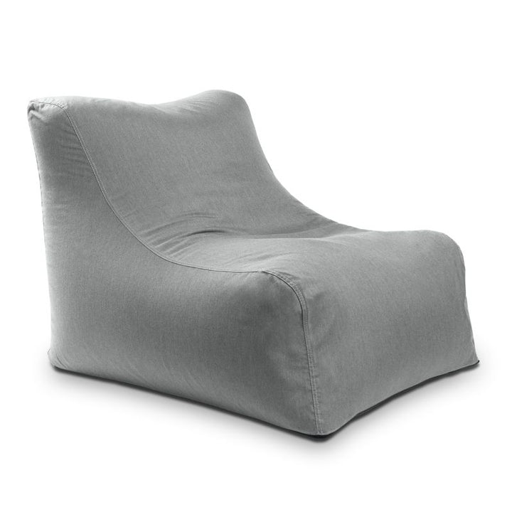 Jaxx Ponce Outdoor Bean Bag Chair in Sunbrella Granite, a light grey fade-resistant poolside bean bag