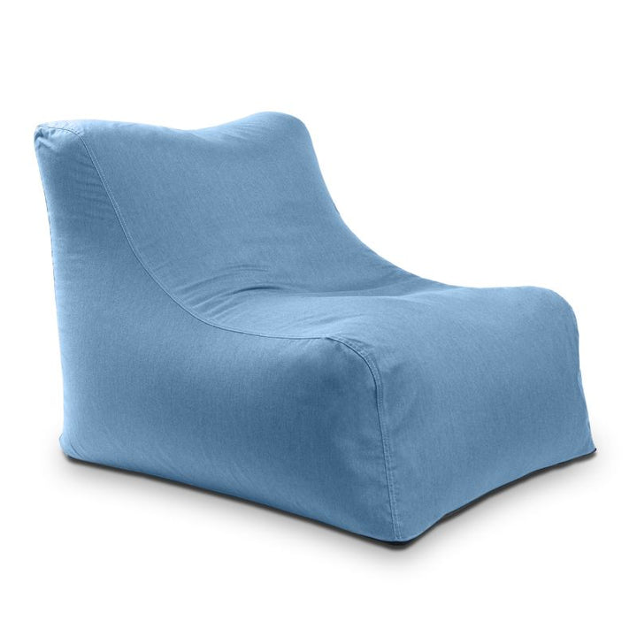 Jaxx Ponce Outdoor Bean Bag Chair in Sunbrella Ocean, a soft blue Sunbrella bean bag chair for boats and pool decks