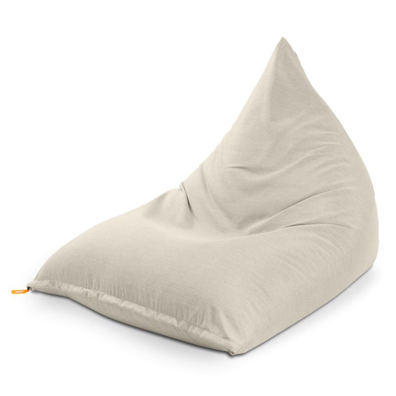 Jaxx Twist outdoor bean bag chair in Sunbrella Flax, a neutral Sunbrella patio lounger on a white background