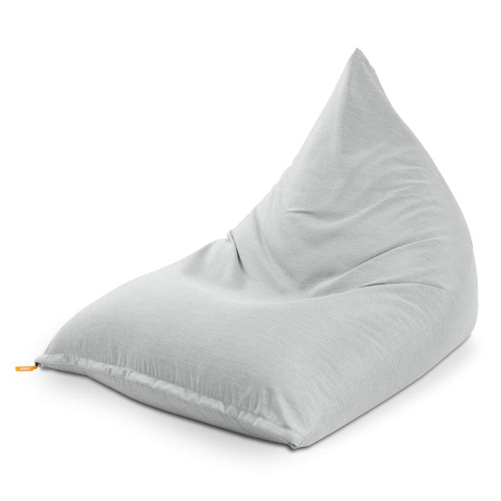 Jaxx Twist outdoor bean bag chair in Sunbrella Granite, a soft grey Sunbrella bean bag chair for patios and calm corners