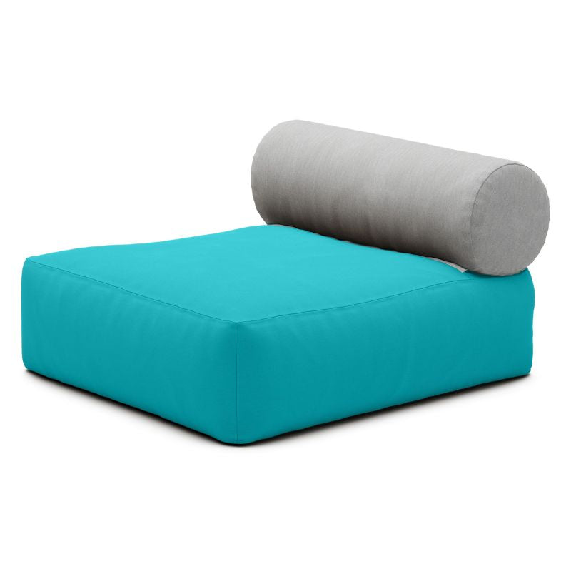 Jaxx Tybee outdoor bean bag chair in Cancun Sunbrella with a zip-off bolster backrest for poolside lounging