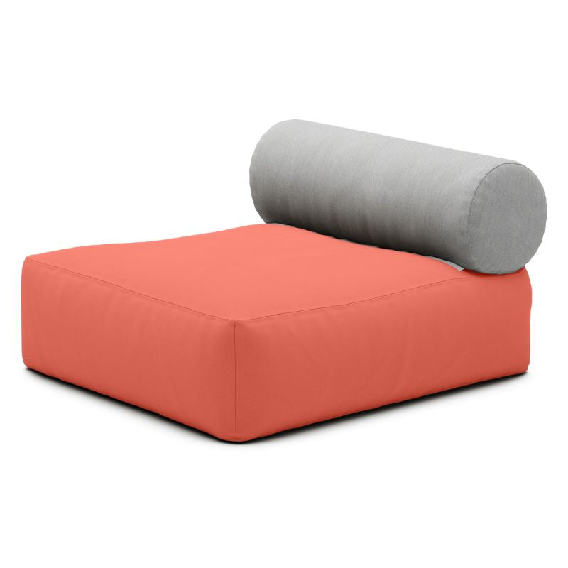 Jaxx Tybee Sunbrella bean bag chair in Flamingo with a detachable bolster backrest, weather-resistant outdoor seating