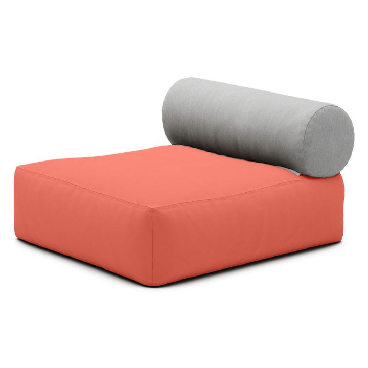 Jaxx Tybee Sunbrella bean bag chair in Flamingo with a detachable bolster backrest, weather-resistant outdoor seating