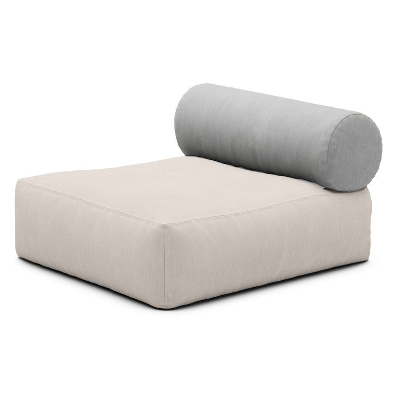Jaxx Tybee outdoor bean bag chair in Flax Sunbrella, a low-profile patio bean bag chair with bolster