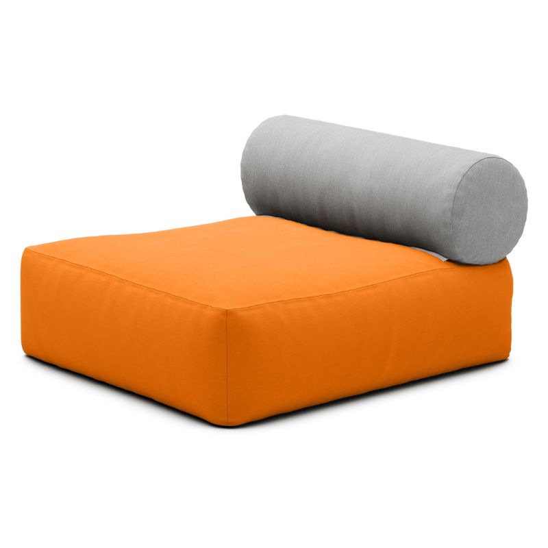 Jaxx Tybee outdoor bean bag chair in Tangerine Sunbrella, a weather-resistant patio lounger with bolster