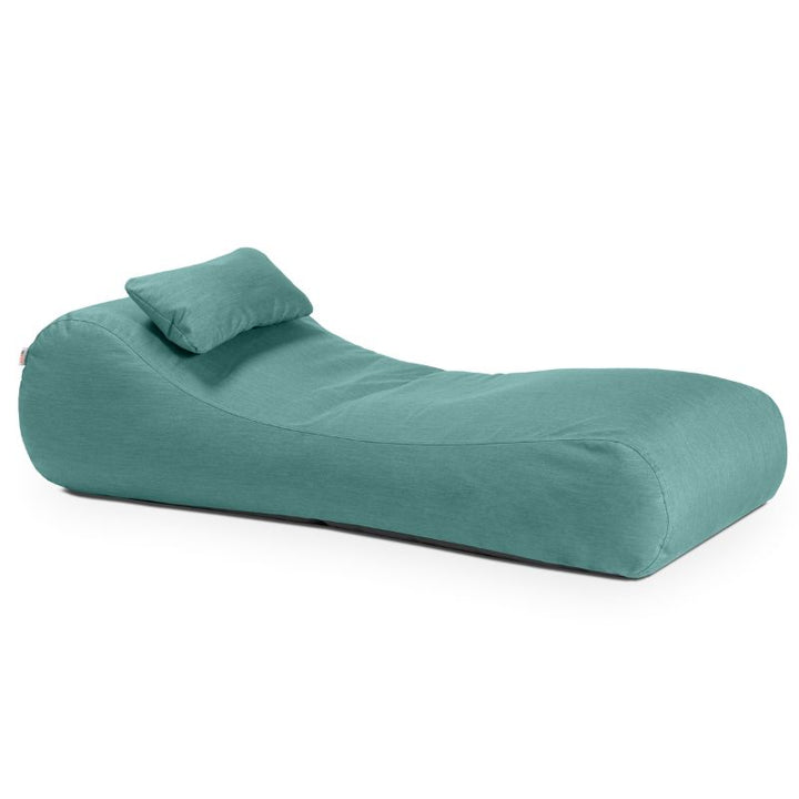 Jaxx Arlo outdoor bean bag lounger in Breeze Sunbrella fabric, a weatherproof patio seat with deep pressure comfort