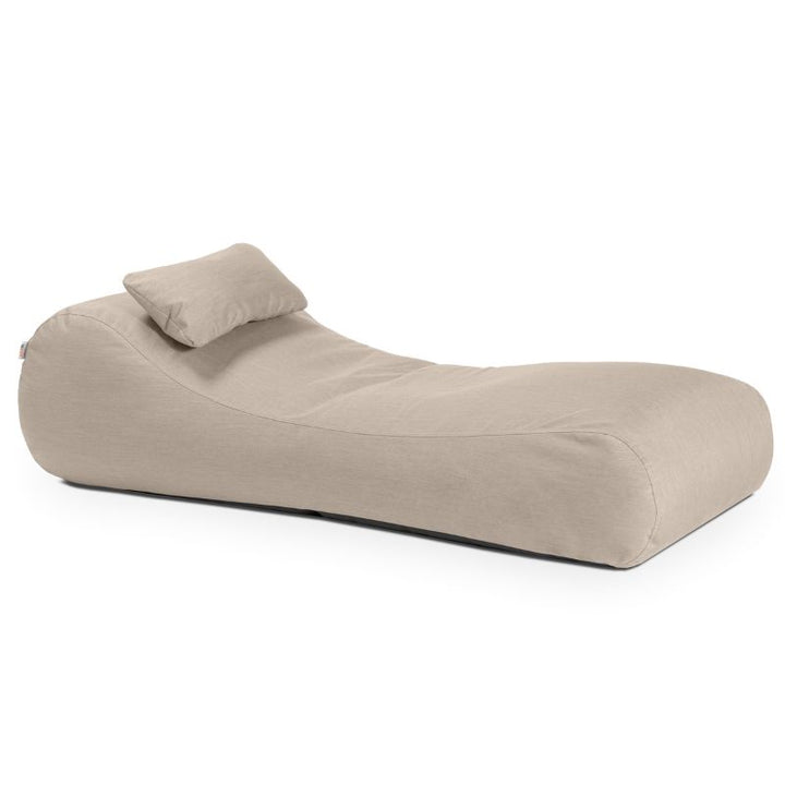 Jaxx Arlo outdoor bean bag lounger in Flax Sunbrella fabric, a neutral weatherproof patio seat