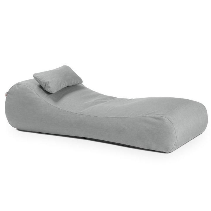 Jaxx Arlo outdoor bean bag lounger in Granite Sunbrella fabric, a versatile outdoor lounging seat