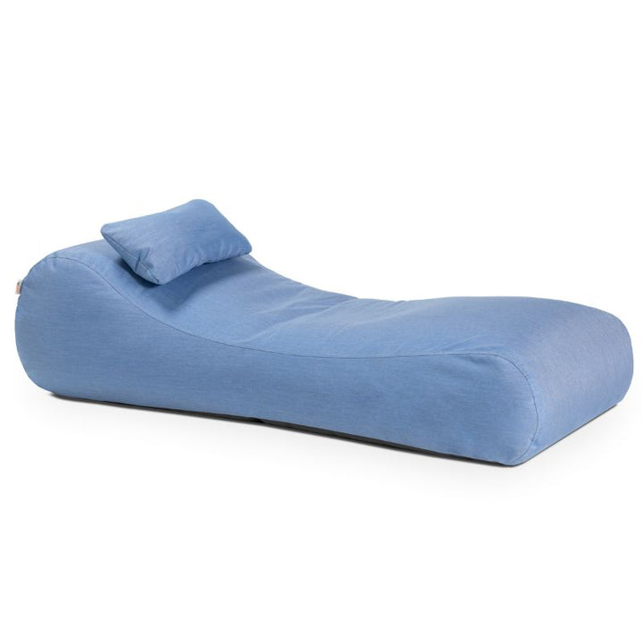 Jaxx Arlo outdoor bean bag lounger in ocean Sunbrella fabric, a calming poolside seating option
